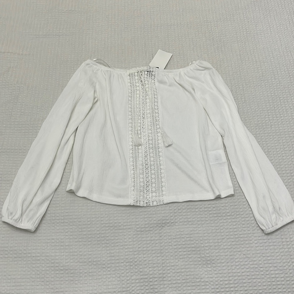 BRAND NEW H&M White Off the Shoulder Longsleeve Blouse Size S